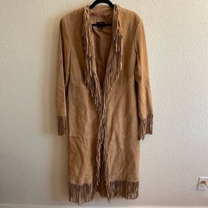 Vintage Gallery Beige Suede Fringe Leather Coat